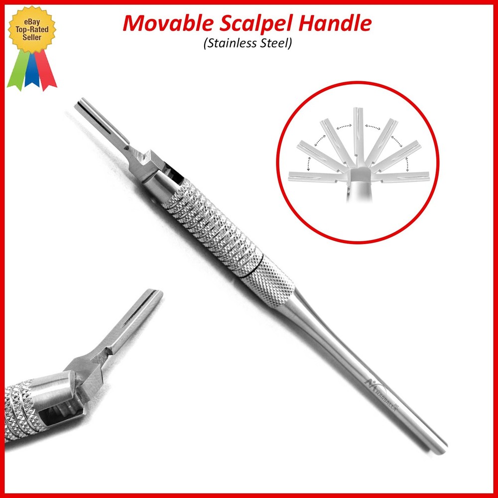 Dental Scalpel BP Handle Moveable Surgical Adjusting Blade Dissection Tools CE
