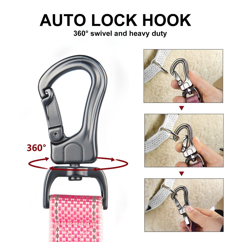 4FT Heavy Duty Dog Leash with Soft Padded Double Handle Durable Strong Clasp ...