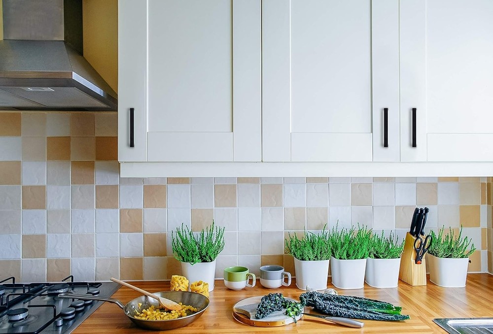 30 Pack Solid 3-3/4 Inch Kitchen Square Cabinet Handles Matte Black Pulls