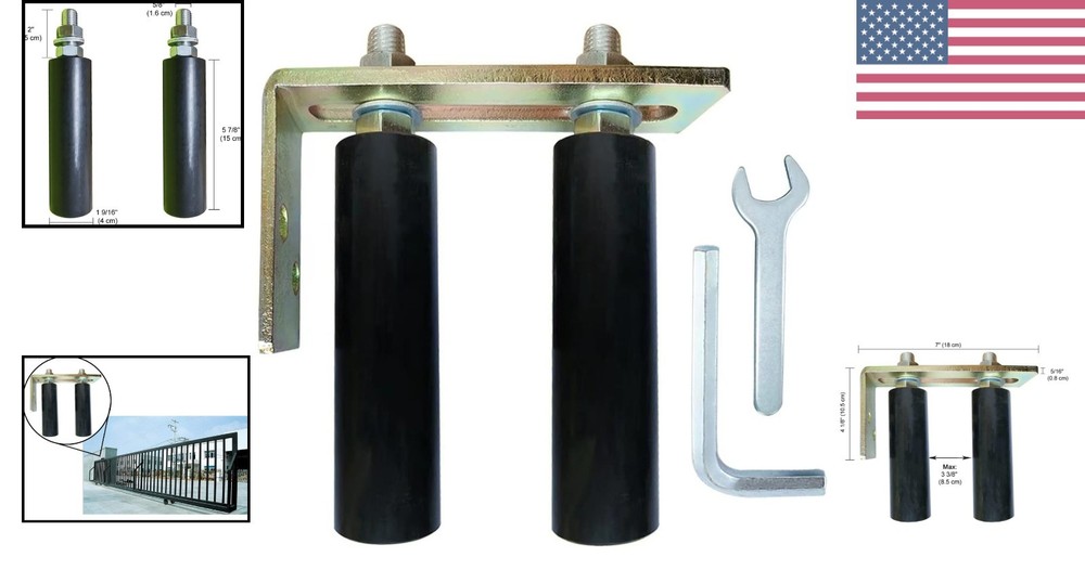 Universal 6" Heavy-Duty Slide Gate Roller with Adjustable Nylon Dual Rollers