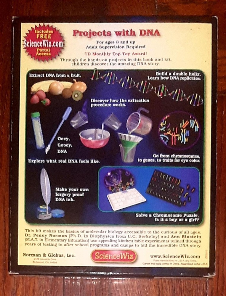 ScienceWiz DNA Project Kit 8 Major Projects w/ Booklet & Tools - New