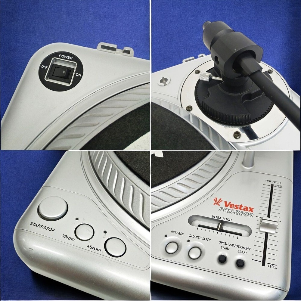 Vestax PDX-2000 Direct Drive DJ Turntable Record Player Silver Tested Working