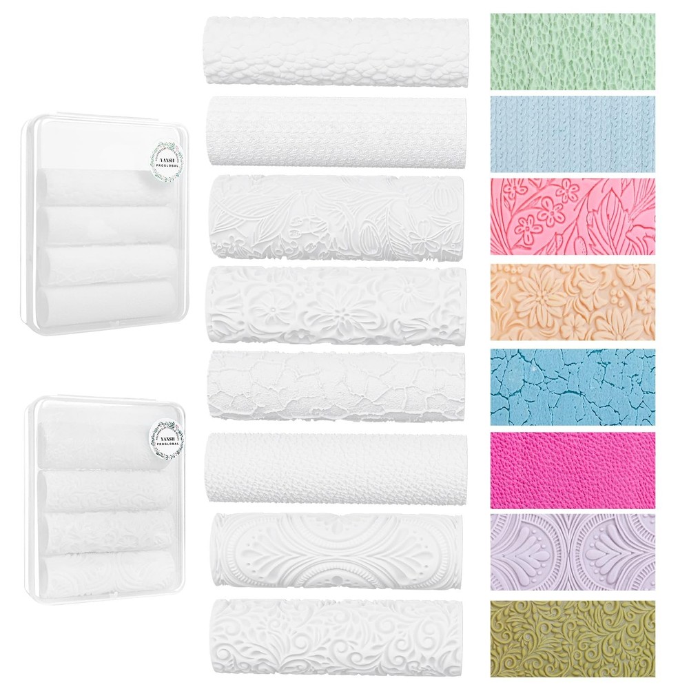 8 Pcs Polymer Clay Texture Roller, Embossing Pottery Texture Rollers for Jewe...