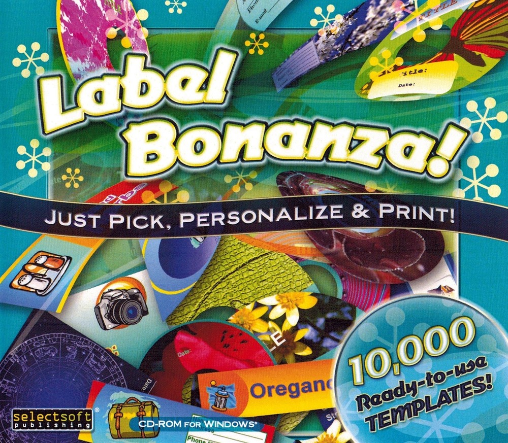 Label Bonanza! - Creatively Organize Home & Office! PC Software Sealed New