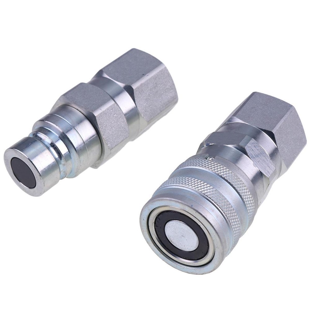 5/8" SAE Flat Face Coupler Set Hydraulic Quick Connect Fitting for Bobcat Cater