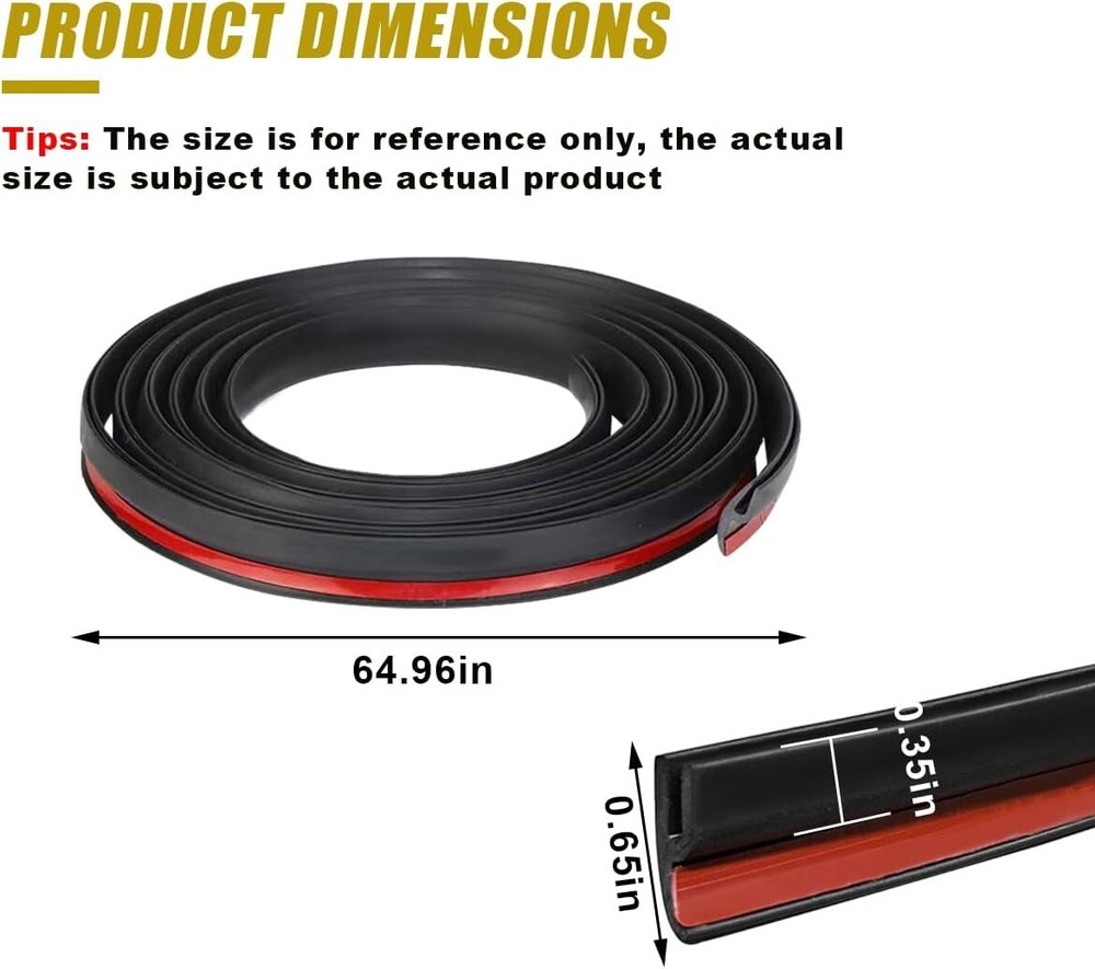 Rubber Seal Strip for Car Front Windshield, 1.7M/ 5.6Ft Cuttable Windshield Wind