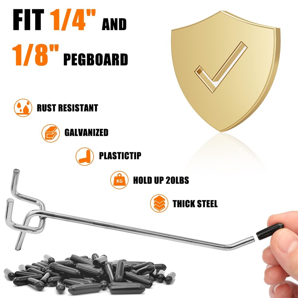 Pegboard Hooks Pegboard Accessories,8 inch,Pegboard Organizer Kit for Garage ...
