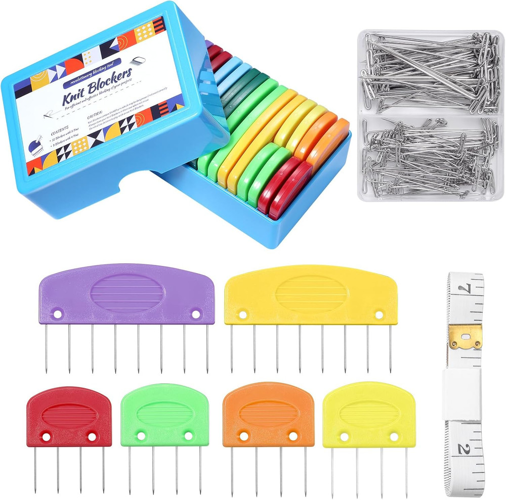 130 Pcs Knit Blockers and Combs for Blocking - Rainbow Knitting Blocking Combs P