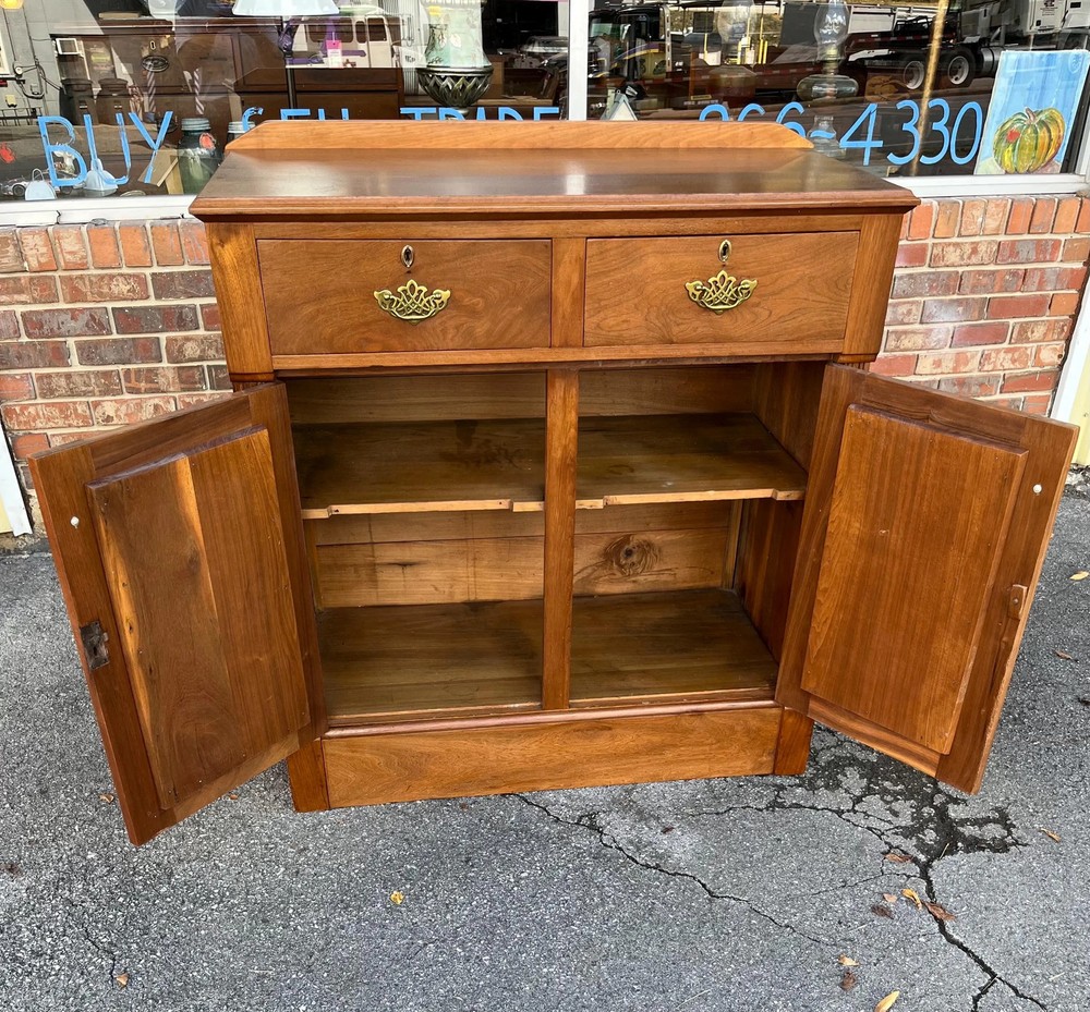 Victorian Era Walnut Cupboard Sideboard Antique 761190