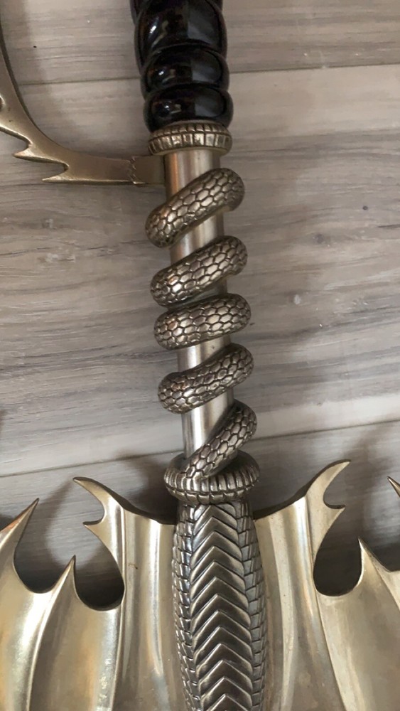 Golden Battle Axe With Dragon Design