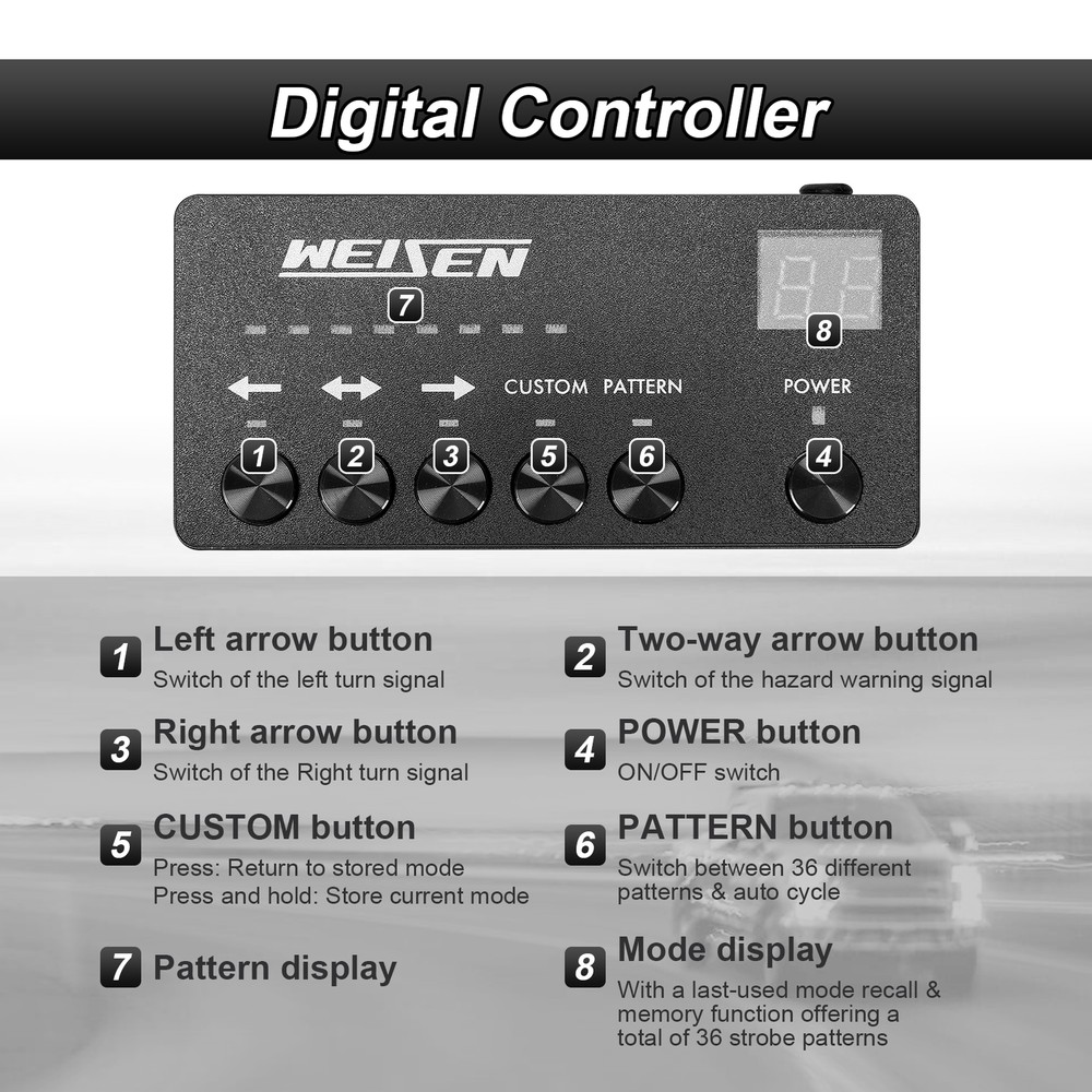 35" Amber White Traffic Advisor Strobe Emergency Light Bar Warning w/ Controller