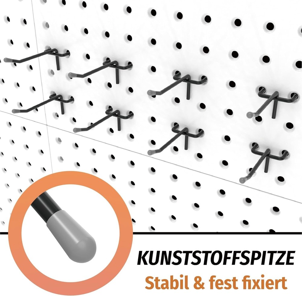 50-Pack 4-Inch Heavy-Duty Black Pegboard Hooks - Rust-Resistant Organizer
