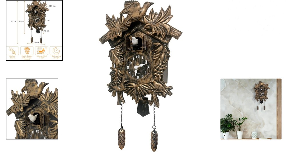 Unique Vintage Cuckoo Clock - Features Night/Day Modes and Adjustable Chime