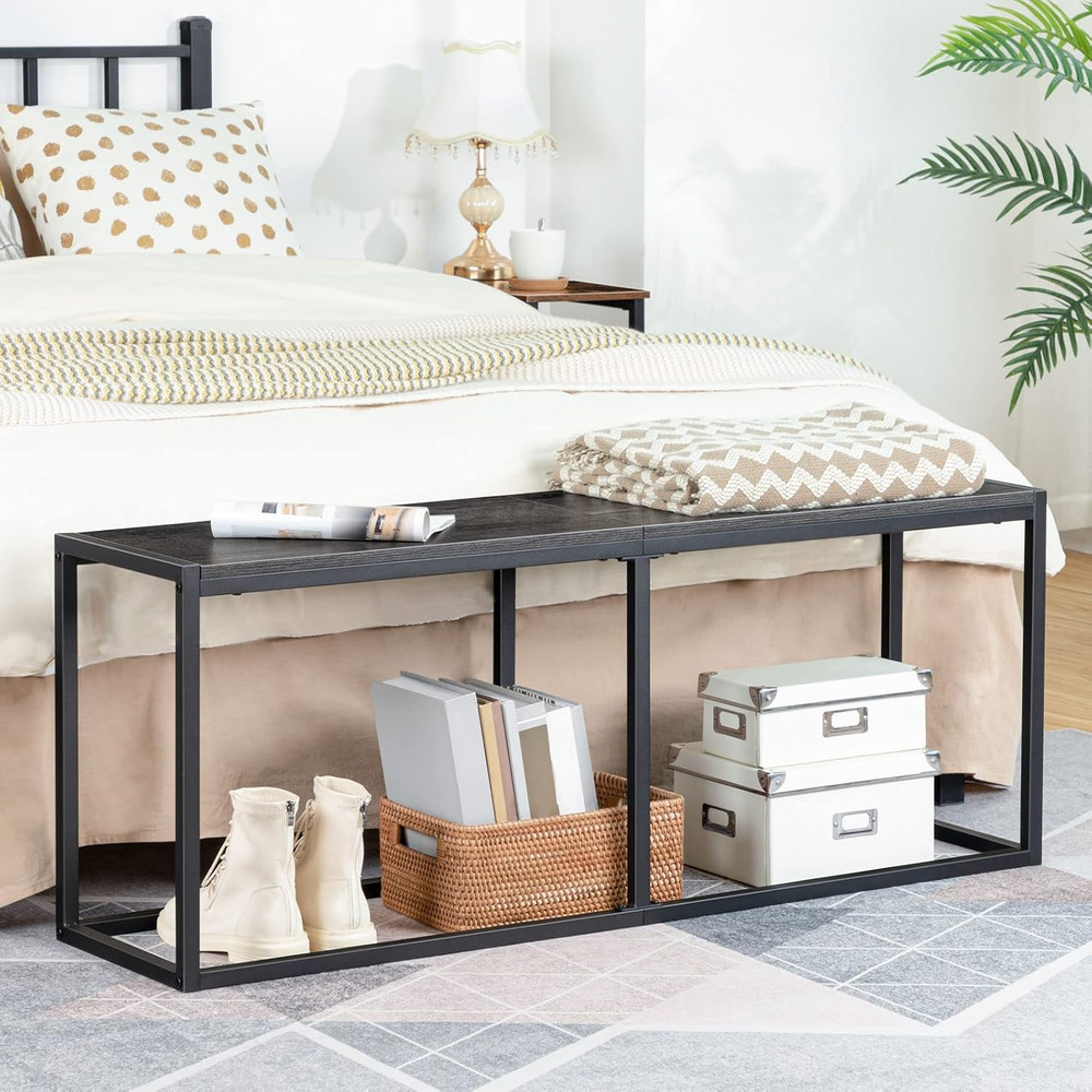 Dining Bench, 47.2 Inch Industrial Style Kitchen Table Bench, Steel Frame, Easy