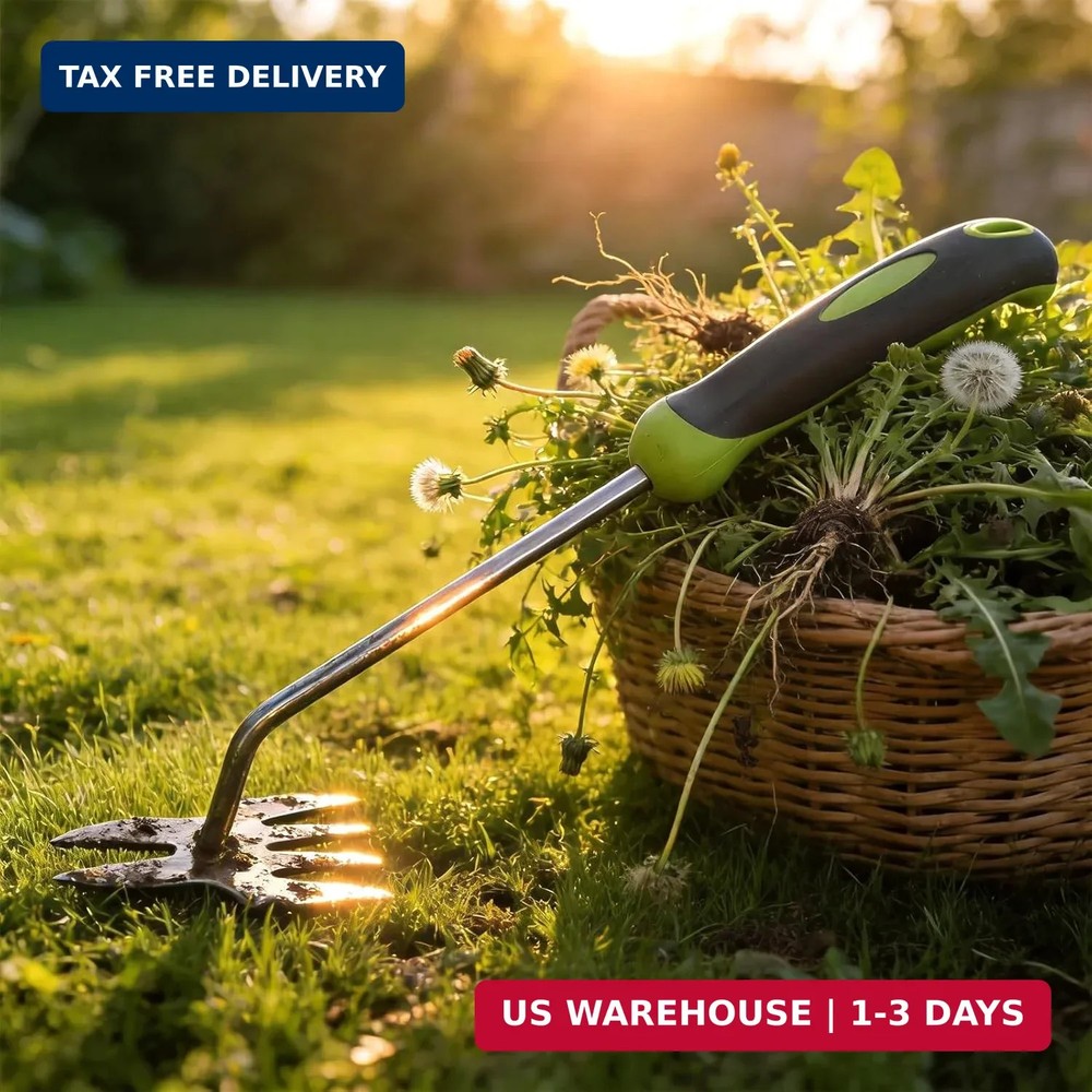 Hand Weeder Puller Tool, Heavy-Duty Stainless Steel Root Removal Tool with Ergon