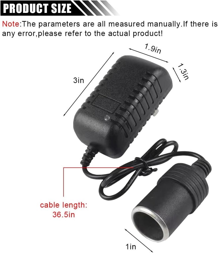 AC to DC Converter, 100-240V to 12V DC Car Cigarette Lighter Socket Adapter, 2A