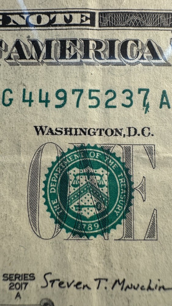 2017 A $1 Dollar ERROR INK CONTAMINATION ERROR COMMA ADDED FANCY SERIAL NUMBER