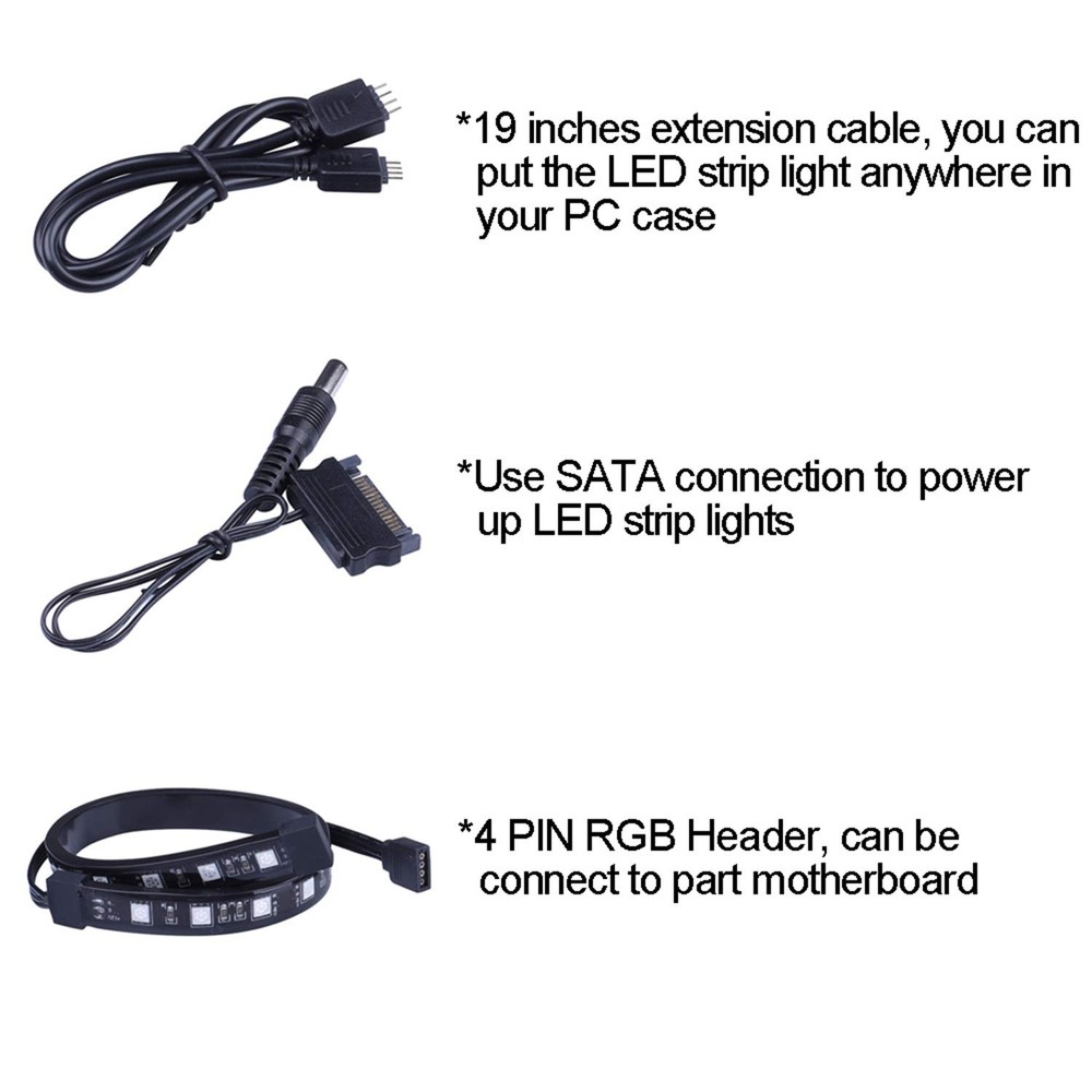 RGB LED Strip Computer Lighting via Magnet with Controller for Desktop Comput...