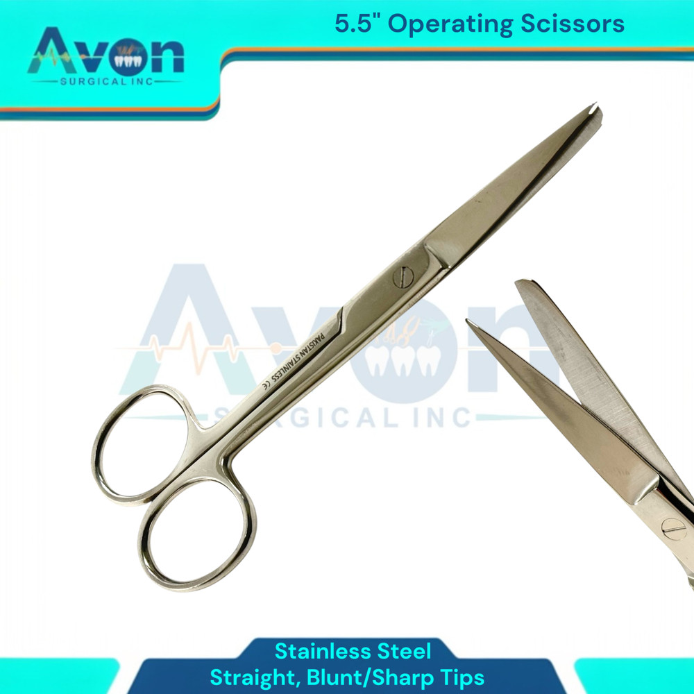 1 Piece - Operating Scissors 5.5" Blunt/Sharp - Straight Tips - Veterinary, Lab