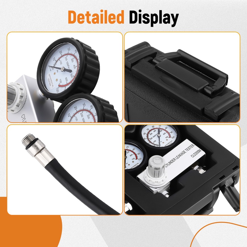 Cylinder Leak Down Tester Petrol Engine Compression Leakage Detector Tool Kit