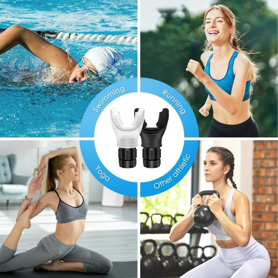 Portable Breathing Trainer with Adjustable Resistance Settings (Black/White)