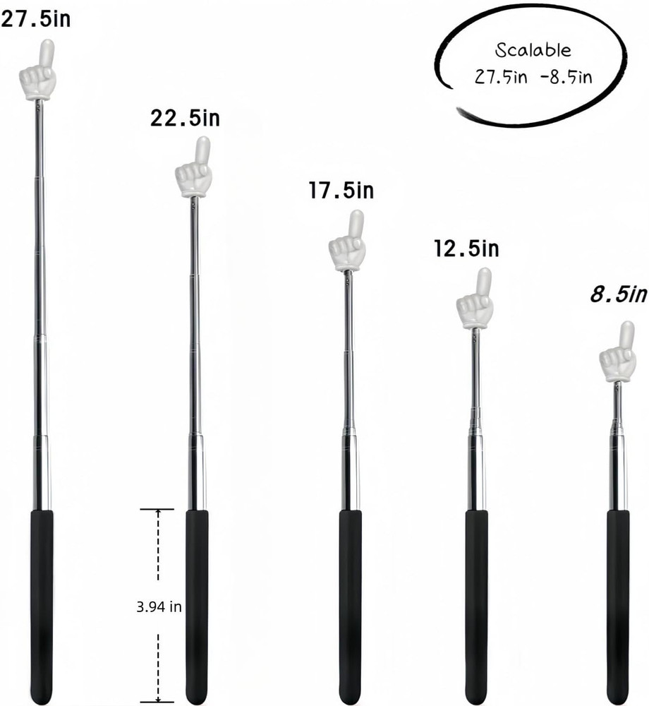 Retractable Teachers Classroom Hand Pointer, Extendable Pointer Finger Stick,Min
