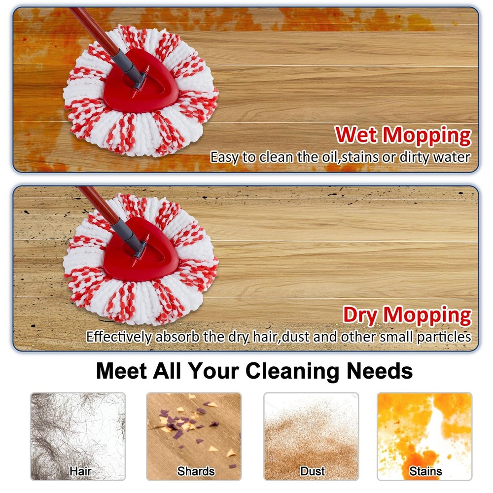 3 Pack Upgraded Deep Clean Refill Compatible with O Ceda EasyWring Spin Mop & Bu