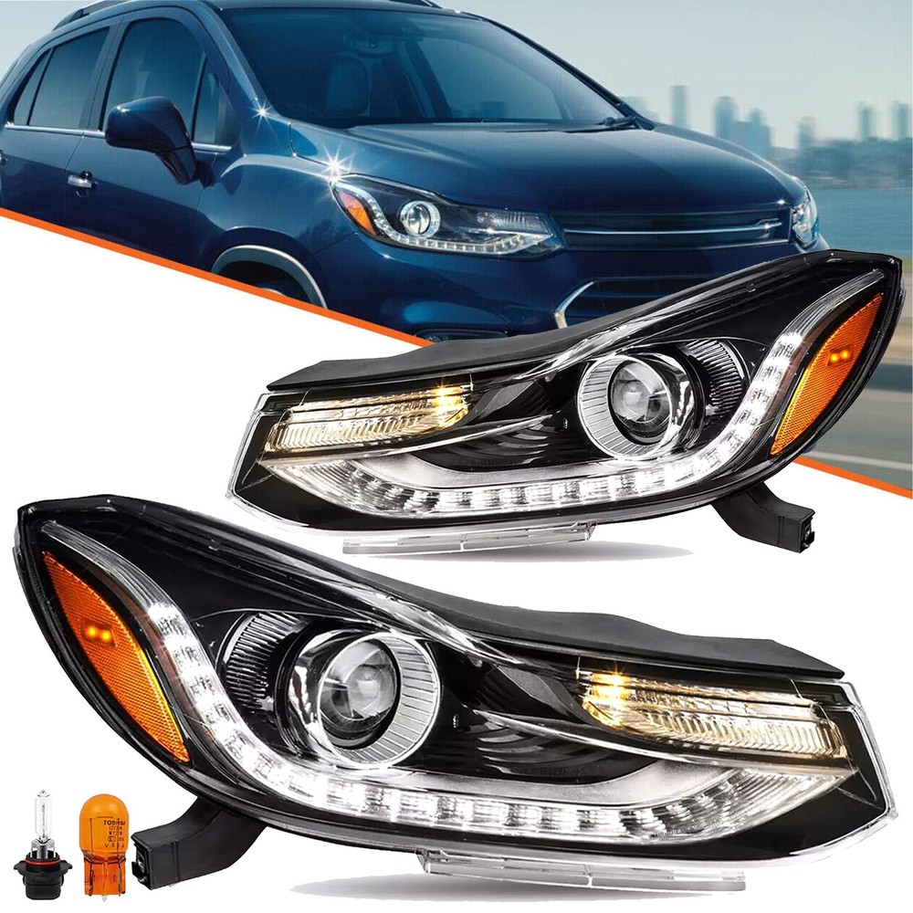 For 2017-2022 Chevy Trax Projector Headlights Headlamps w/ LED DRL Left & Right