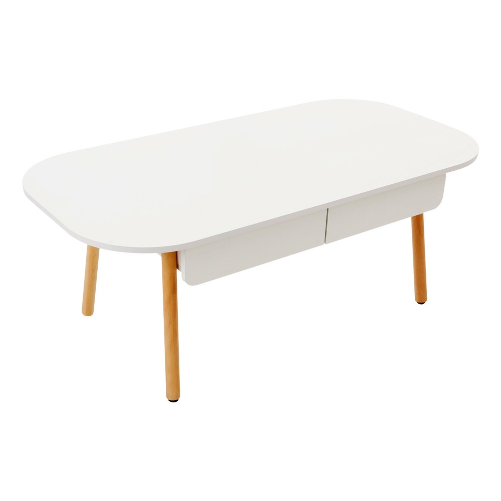 Coffee Table With Storage For Living Room Modern Solid Wood Coffee Table White