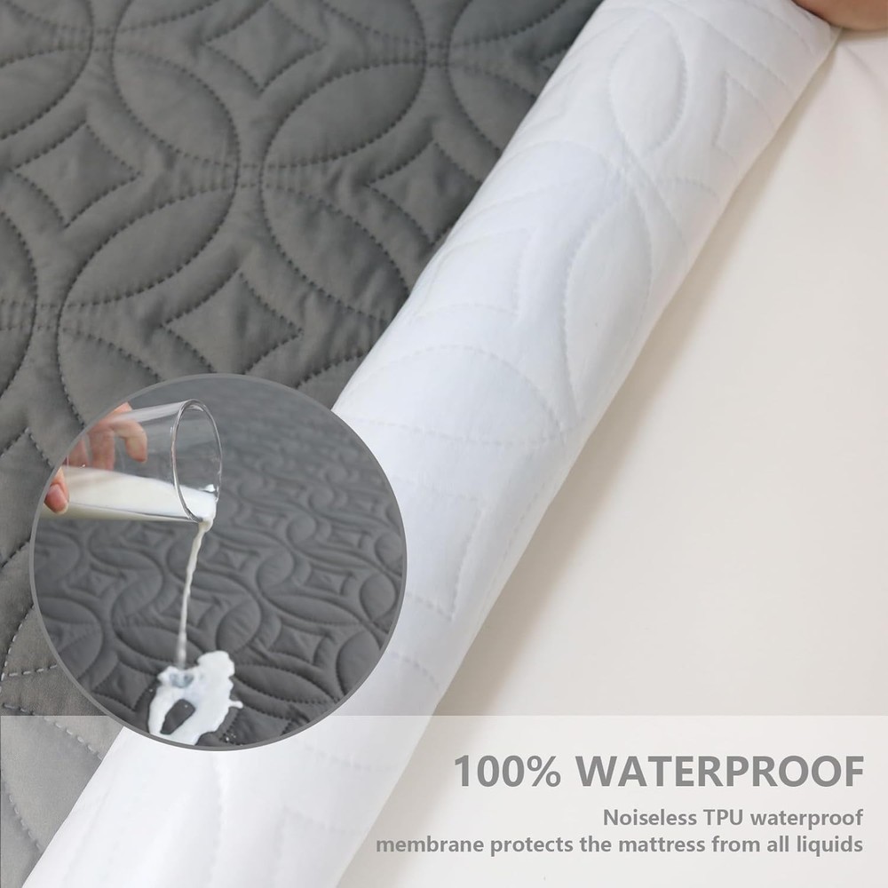 Full Size 54"x75" Waterproof Mattress Protector, Soft Bed Grey
