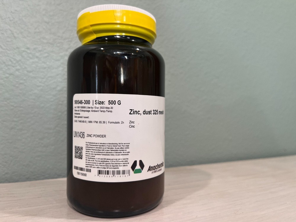 Zinc Dust 500 g Bottle, 325 Mesh (95% Zn)