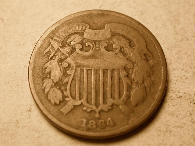 1864 Brown Two Cent Piece as Shown