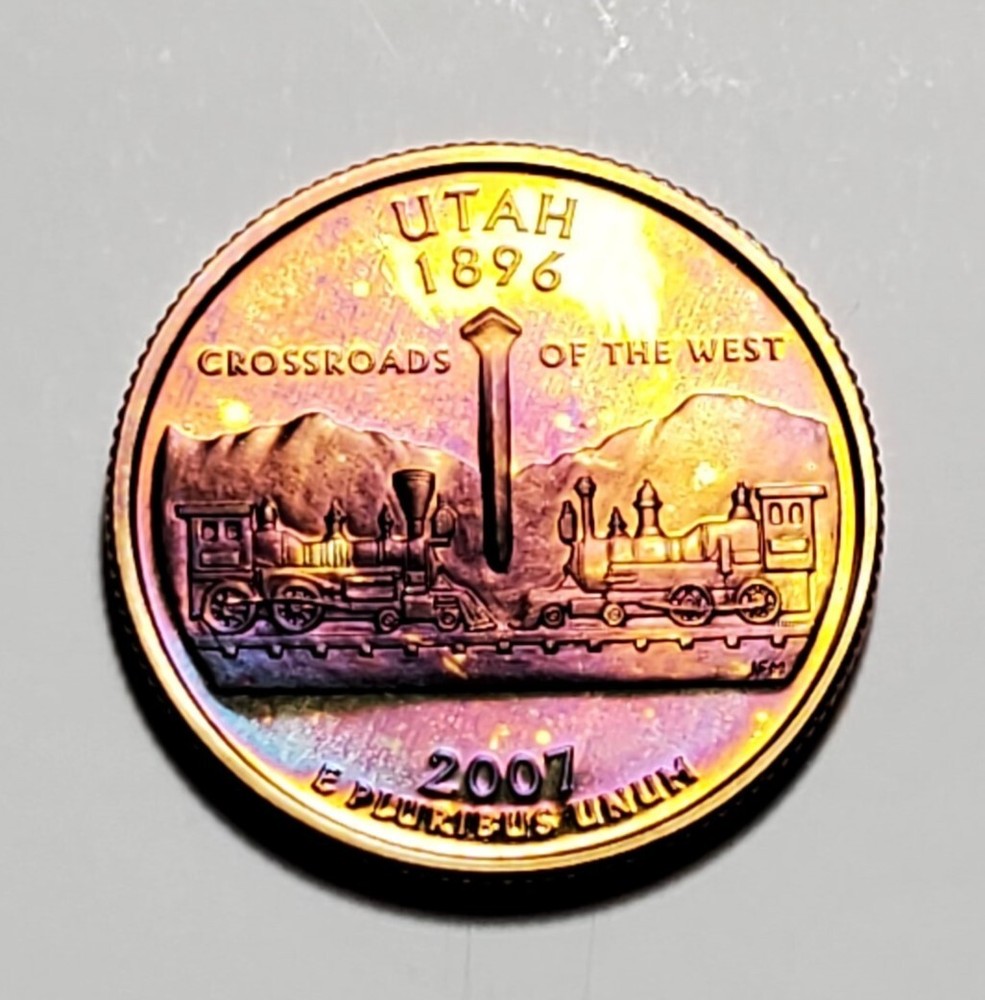 TONED 2007 S UTAH STATE QUARTER CLAD PROOF UNC #C2028
