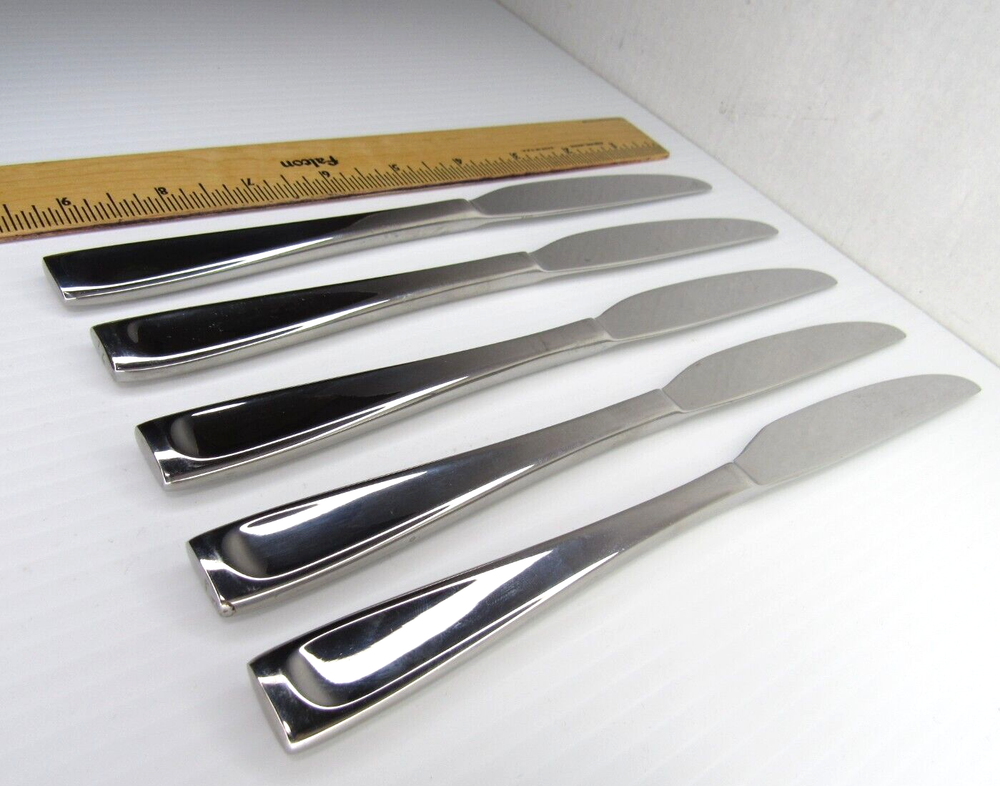 5 Dinner Knives 9.5" Oneida MODA Stainless 18/10 Glossy Silverware Flatware Lot