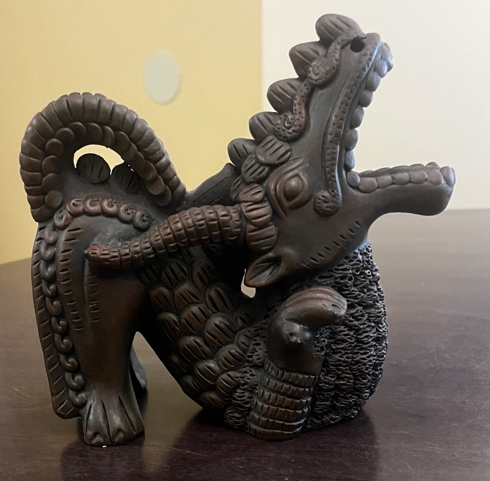 Terra Cotta Dragon Dark Brown Incense Holder