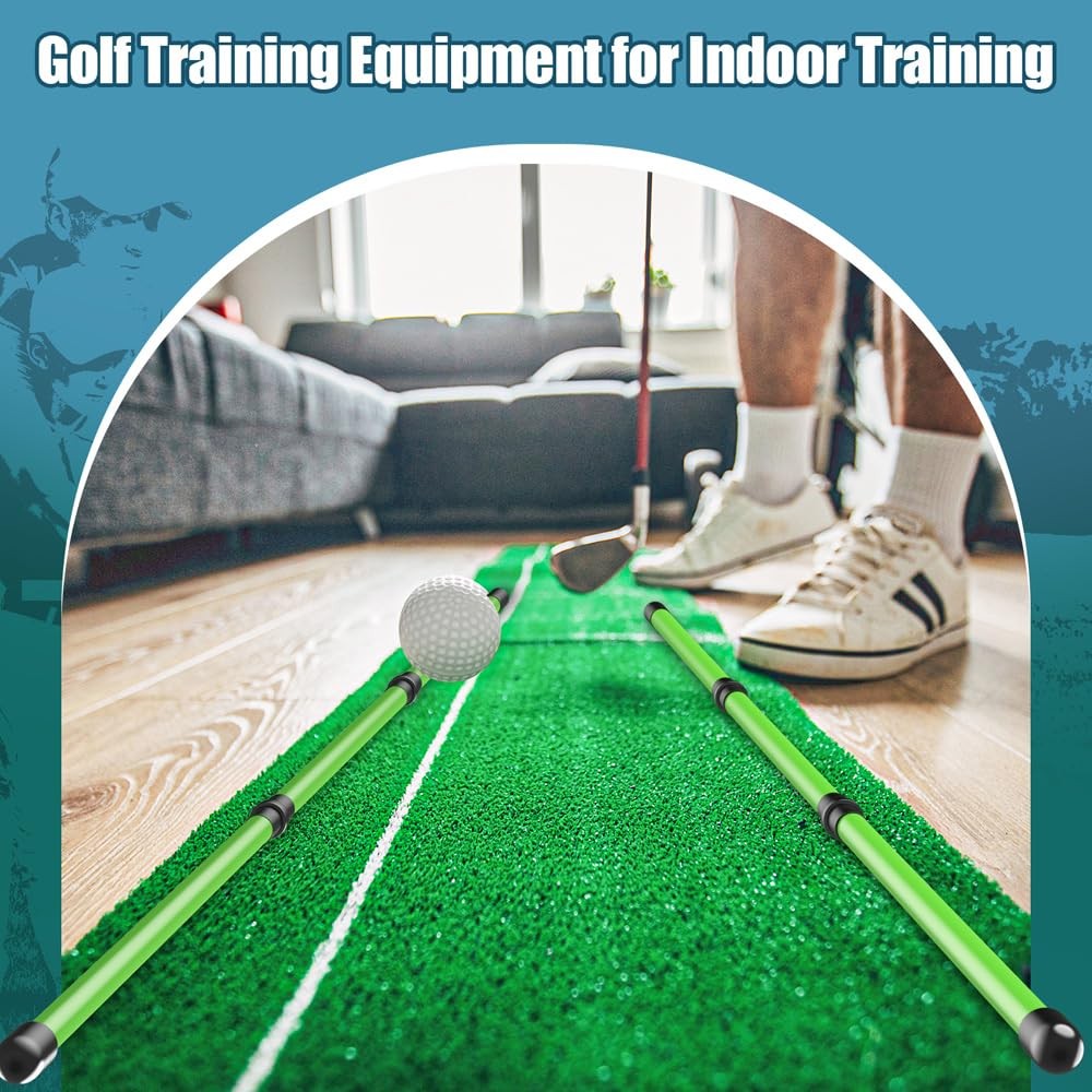 2 Pack 48 Inch Fluorescent Green Premium Golf Alignment Sticks Training Aid
