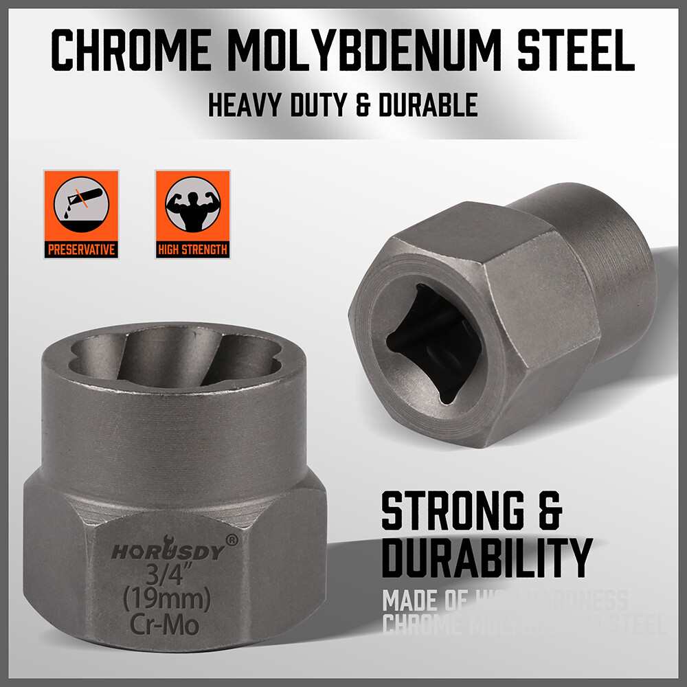 Impact Bolt Extractor Set Nut Remover Set Stripped Extraction Socket Tools 15pcs