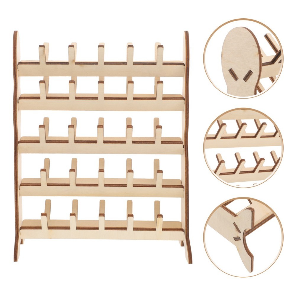 Wooden Spool Rack Organizer for Sewing Thread Craft Projects Easy to Use