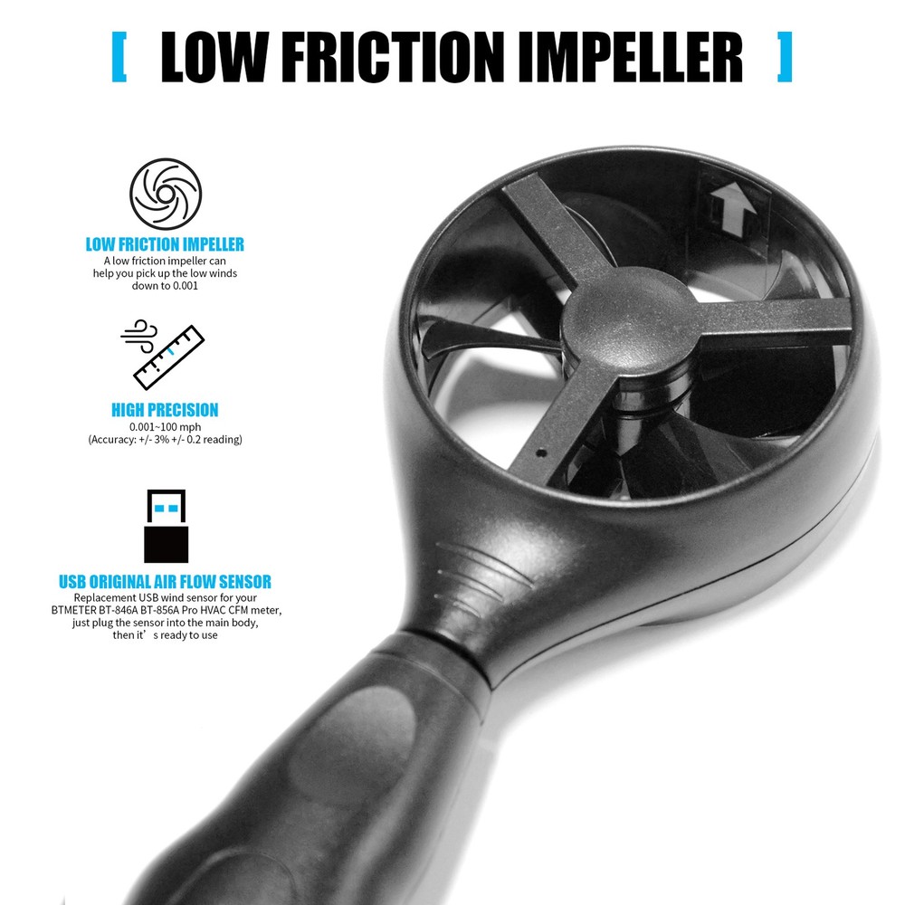 Pro HVAC Anemometer Handheld CFM Meter Wind Speed Meter with USB Data Export PC