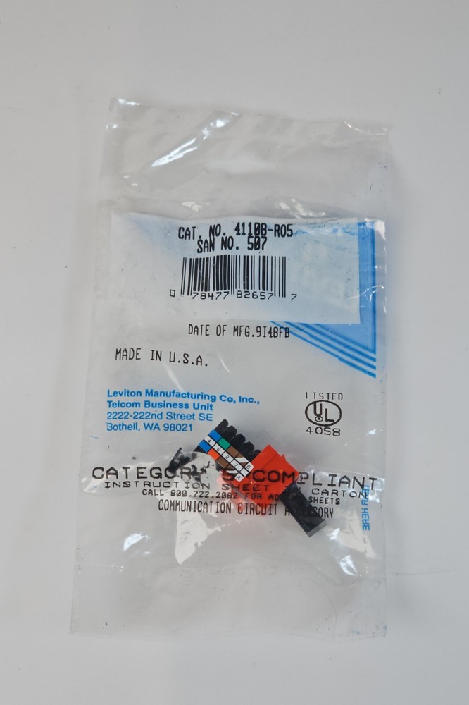 Leviton Telcom 41108-RO5 QuickPort UTP Connector 8 Conductor Cat 5 Module Flush