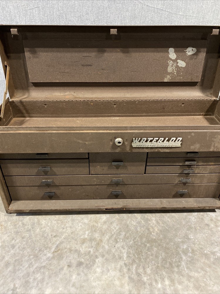 Vtg WATERLOO INDUSTRIAL Machinist Tool Chest 8 Drawer Toolbox  Tool Box *READ