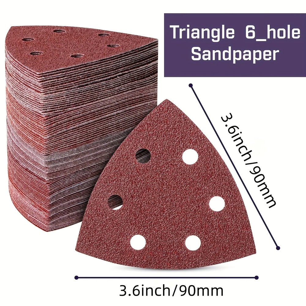 60 piece triangular sanding pad set, mouse sanding pad 6-hole sandpaper 60-320 g