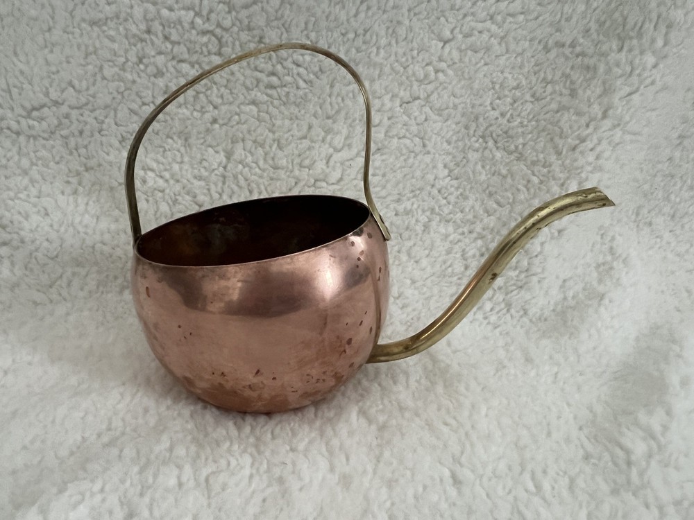 Vintage Copper Watering Can with Brass Handle Mid Century Modern Decor