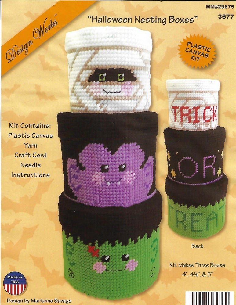 HALLOWEEN NESTING BOXES  7ct plastic canvas  PATTERN  (#TF0340)