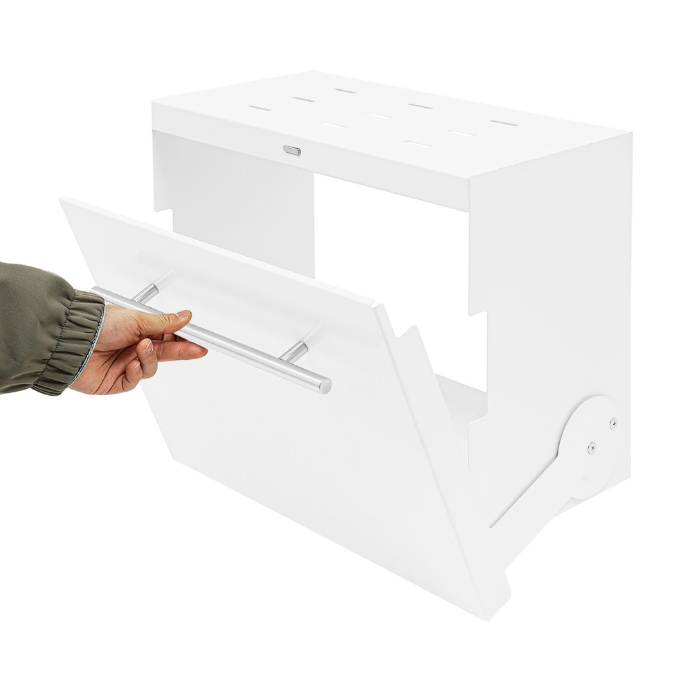 Kitchen Storage Rack with Pull-down Cover, Wall Spice Organizer Under Cabinet