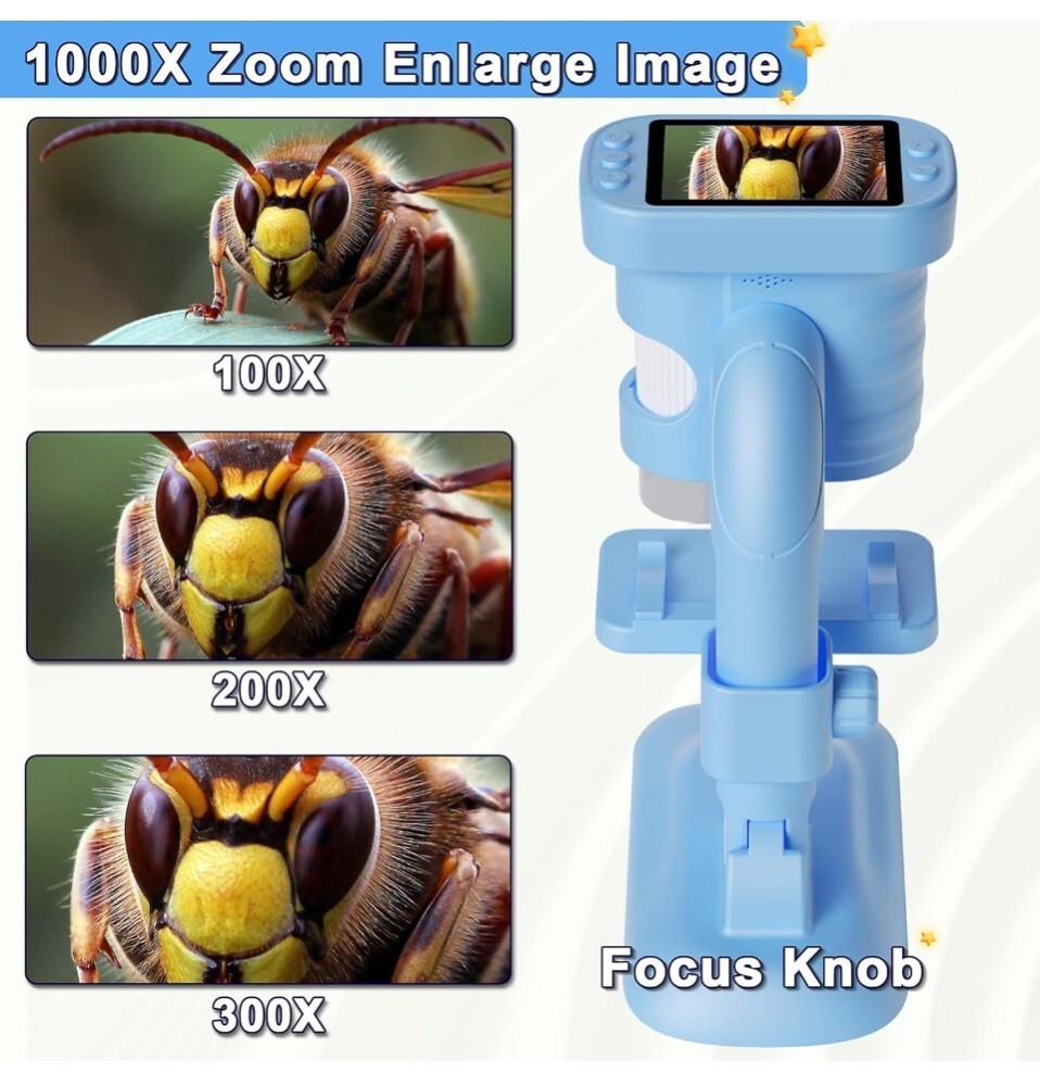 Kids Microscope - Mini Handheld Microscope for Kids, Portable Pocket Digital...
