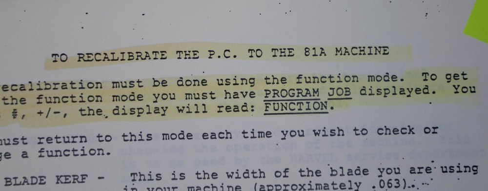 Marvel Bandsaw 81 PC Processor Programming Manual Year 1985