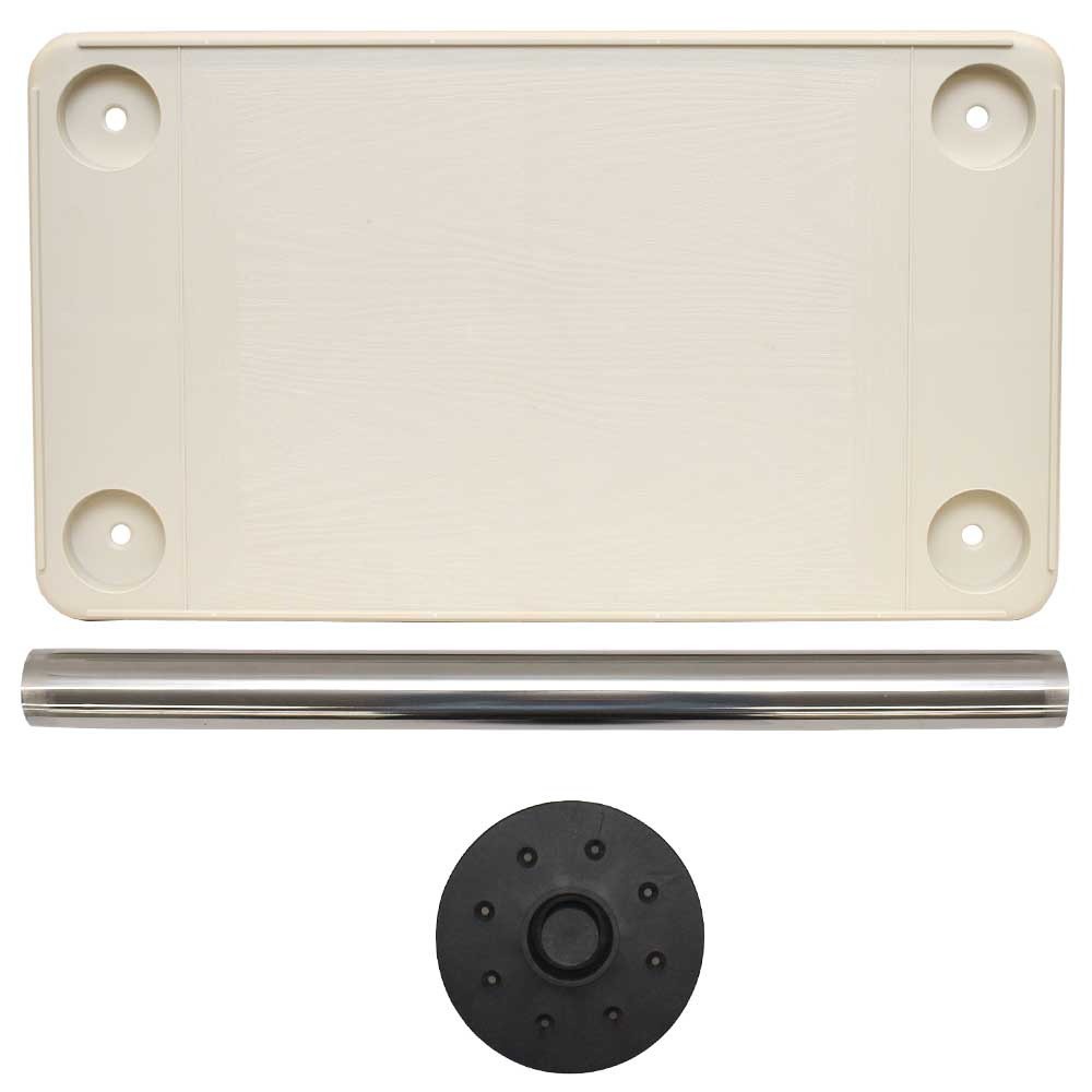 Detmar Boat Flush Mount Table Kit 12-1107C | Rectangular Off White