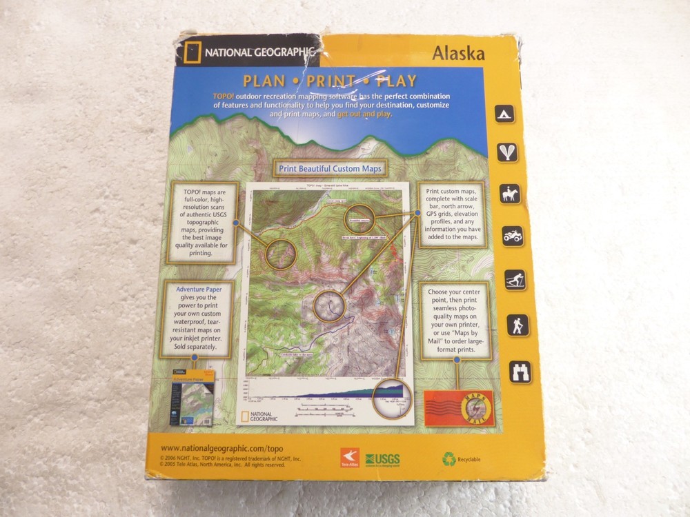 National Geographic TOPO! Mapping Software - Alaska (CD, 2006, 10-Disc) PC & Mac