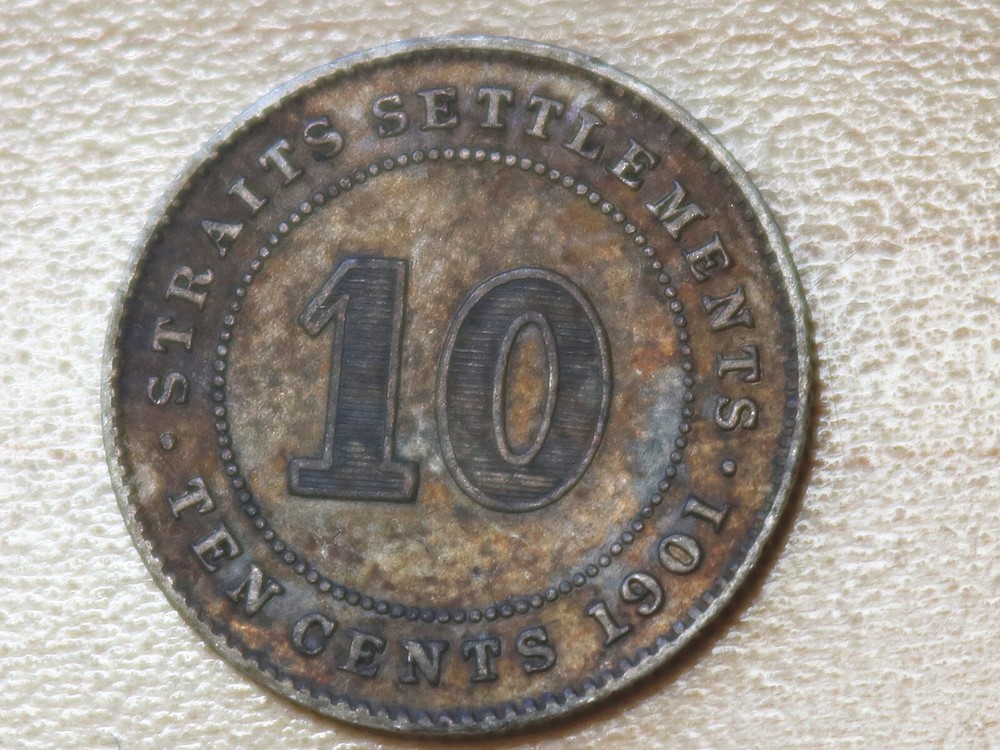 1901 Straits Settlements 10 Cents Silver